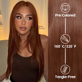 BABEHERS 13X6 Auburn Brown Glueless Wig Synthetic Long Straight Lace Front Wigs for Women Pre-Plucked Ready to Wear Upgraded with Premium Fiber 26 Inch Daily Party Use