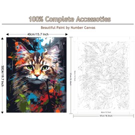 FILASLFT Paint by Numbers Yellow Cat, DIY Adults' Paint-by-number Kits On Canvas,Colourful Acrylic Animal Oil Painting Set for Beginner with 3 Paintbrushes for Gift Home Decor (16 x20 Inch)