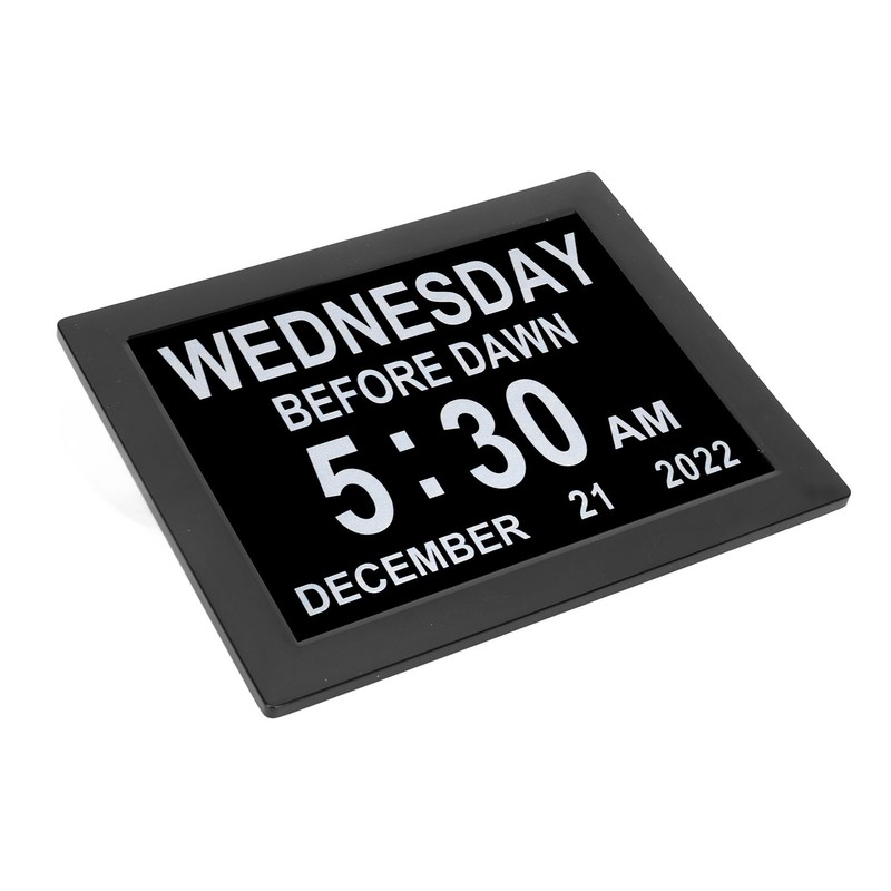 8inch Digital Day Calendar Clock Alarm Reminders Auto Dimming Large