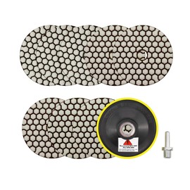 Dry Diamond Polishing Pad 100 mm 8 Pieces Grit 50 x 3/100 x 3/200 x 2 Polishing Wheels with M14 Support Plate + Adapter for Granite Marble Artificial Stone Quartz for Angle Grinder SANLEETEK