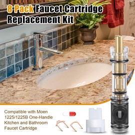 Hohean 8 Pack Dual Seal Cartridge Replacement Compatible with Moen 1225 1225B Cartridge, One Handle Lavatory and Bathroom Faucet Cartridges Fits Single Handle Faucet Showers, Brass