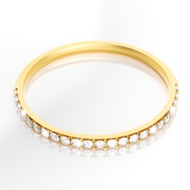 14K Gold Plated Rings Comaptible for Oura Ring 4/Gen 3 Stacking Ring, Non Tarnish Cubic Zirconia Simulated Diamond Stackable Sterling Eternity Bands for Women - Gold - Size 8