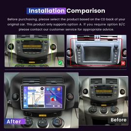 Upriding【8 Core 4+64G】 Android Car Radio for Toyota RAV4 2007-2012 10'' Touch Screen Car Stereo with Wireless Carplay Android Auto, GPS/5G WiFi/DSP/Bluetooth/SWC/Mic, Backup Cam