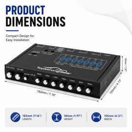 TOPSTRONGGEAR TSG7EQ 7-Band Car Audio Graphic Equalizer with Front 3.5mm Aux Input, High Voltage RCA Outputs and High Level Speaker Inputs