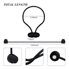 Tifanso Black Magnetic Curtain Tiebacks - 4pcs Curtain Tie Backs for Curtains, Decorative Curtain Ties Holdbacks for Drapes, Boho Drapery Tiebacks, No Drill Curtain Hooks for Bedroom, Farmhouse Decor