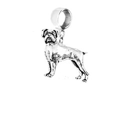 D8 Boxer dog fine lead free English Pewter charm fitted to a bail with 5mm Hole add to Bracelet or necklace