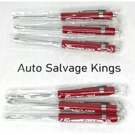 Snap-on NEW Lot of 6 Snap-on Tools Flat Tip Mini Pocket Red Screwdrivers Clip Magnetic