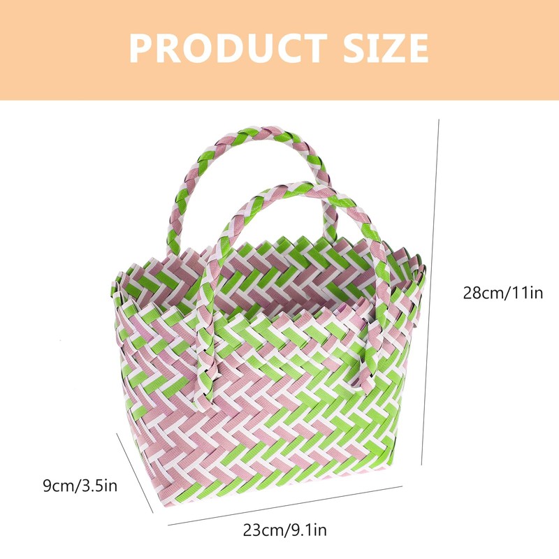 pvc woven basket stylish tote bags plastic basket picnic rattan