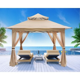 ABCCANOPY Pop Up Gazebo 13x13 - Outdoor Canopy Tent with Mosquito Netting for Patio Garden Backyard (Khaki)