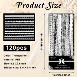 120 Pcs Lace Stickers Vintage Scrapbook Stickers White Lace Scrapbooking Stickers Scrapbook Embellishments Stickers for Wedding Planners Laptops Journals Crafts Photo Frame