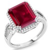 Gem Stone King 925 Sterling Silver Red Created Ruby Ring