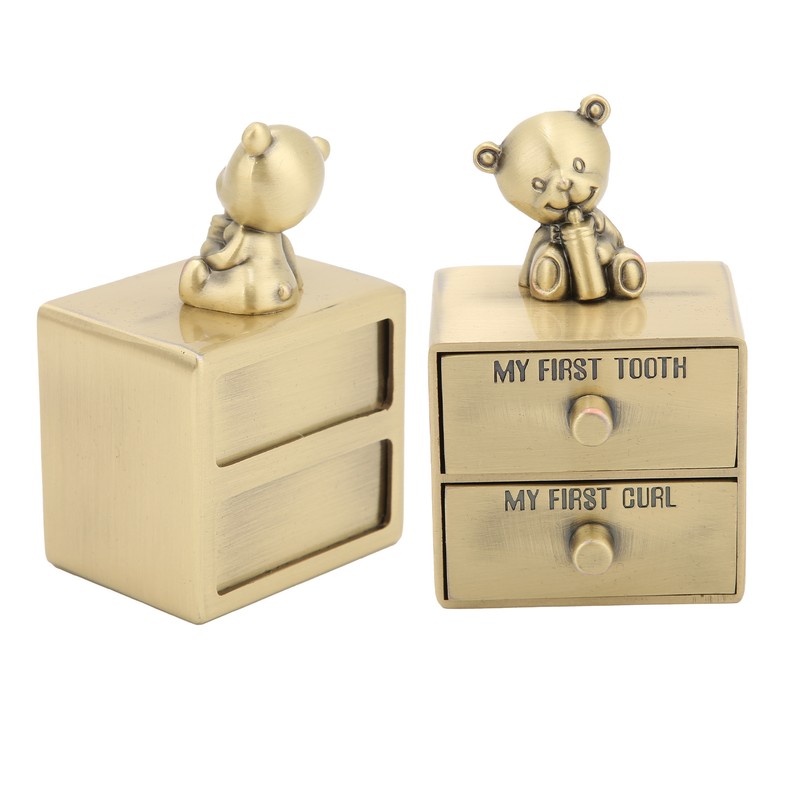 Tooth Box Metal Cute BearShape Storage Case with 2 Drawers