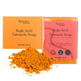 Hann Essentials Kojic Acid Turmeric Soap, 200g XL Bar, Fragrance-Free Brightening Soap for Dark Spots and Hyperpigmentation Skin-Barrier Safe