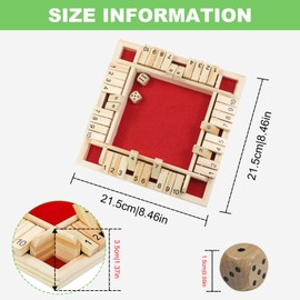 ZITUZY Shut The Box Game, Woods Board Game, Wooden Woods Game, 4 Player Shut The Box Game Dice Game, Suitable for 1 to 4 Players (Red)