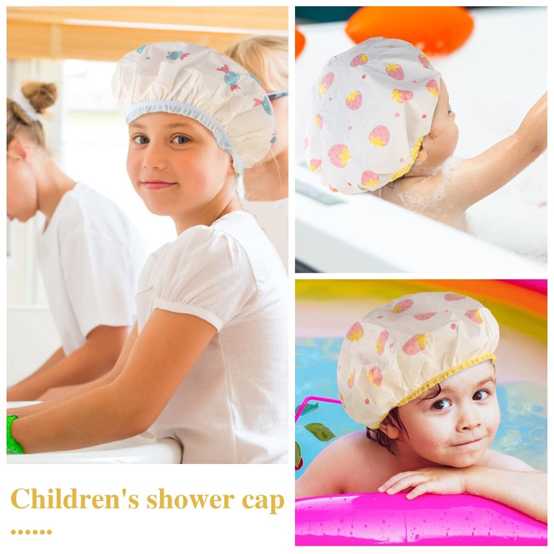 Waterproof Shower Caps, 3 Pcs Plastic Reusable Shower Caps Elastic