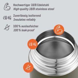 Esbit Thermobehälter Classic für Speisen - Warmhaltebehälter 750 ml in Olivgrün - aus Edelstahl für warme und kalte Lebensmittel