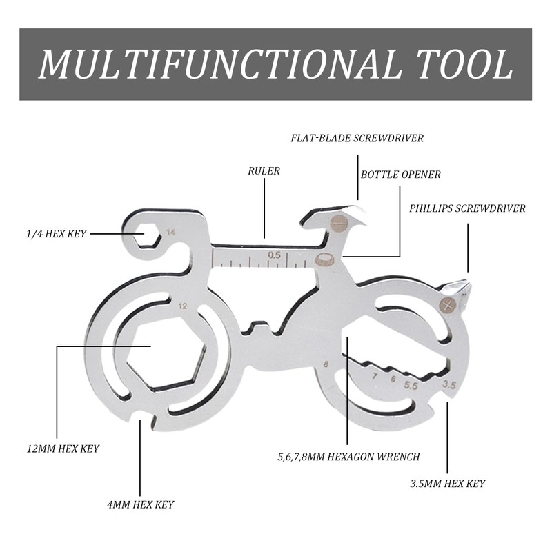 1 Multifunctional Bicycle Shape Repair Tool With 1 Small Silver