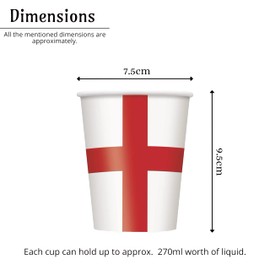 Lizzy 20pc England Flag Printed Paper Cup 270ml | St. George Day Party Supplies Tableware Disposable Paper Cup for Sports Events Decoration