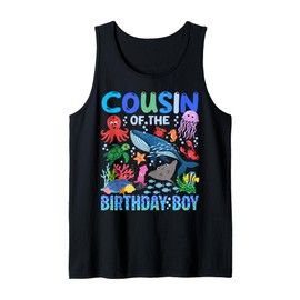 Cousin of The Birthday Boy Kid Aquarium Sea Animals Matching Tank Top