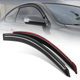 DNA MOTORING Set of 2 Tape-On Window Visor Deflector Rain/Sun Guard Compatible with Scion tC 2005-2009, Carbon Fiber Pattern Styling, WVS-T2-0025-CF