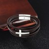 REchoLI Cross Bracelet for Man Brown Braided Leather Bracelet with