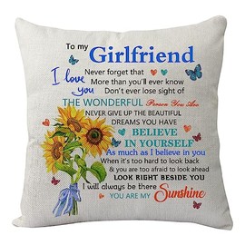 Girlfriend Gift from Boyfriend,Inspirational Gift to My Girlfriend Never Forget That I Love You Pillow Cover Pillowcase Funny Gift for Her Cushion Cover for Birthday Anniversary Xmas Valentine's Day