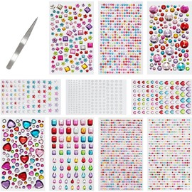 2742 Piezas Diamantes Autoadhesivas Brillos Para Decorar Enviar pinzas. Decoración De Manualidades,Uñas,Maquillaje de Cara o Cabello para Día Festivo,Las pinzas de punta recta son fáciles de usar.
