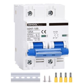 DIHOOL Miniature Circuit Breaker MCB, 2 Pole, 125Amp,230VAC,Type C