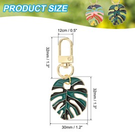 PATIKIL Plant Keychains, Enameled Keychain Cute Plant Leaf Enamel Pendant Keyring Purse Bag Accessories Car Ring Pendant for Handbag Keys, Green & Black