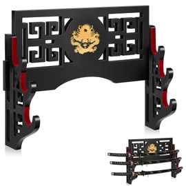 Barydat Katana Sword Holder Stand Wall Mount Katana Samurai Sword Display Rack Hanger Gifts for Christmas Japanese Wakizashi Hobby Collection(3 Tier)