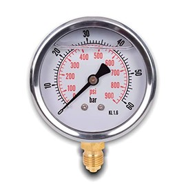Stainless steel radial pressure gauge D.63 mm with 1/4 glycerine connector from the bottom (0-60 bar)