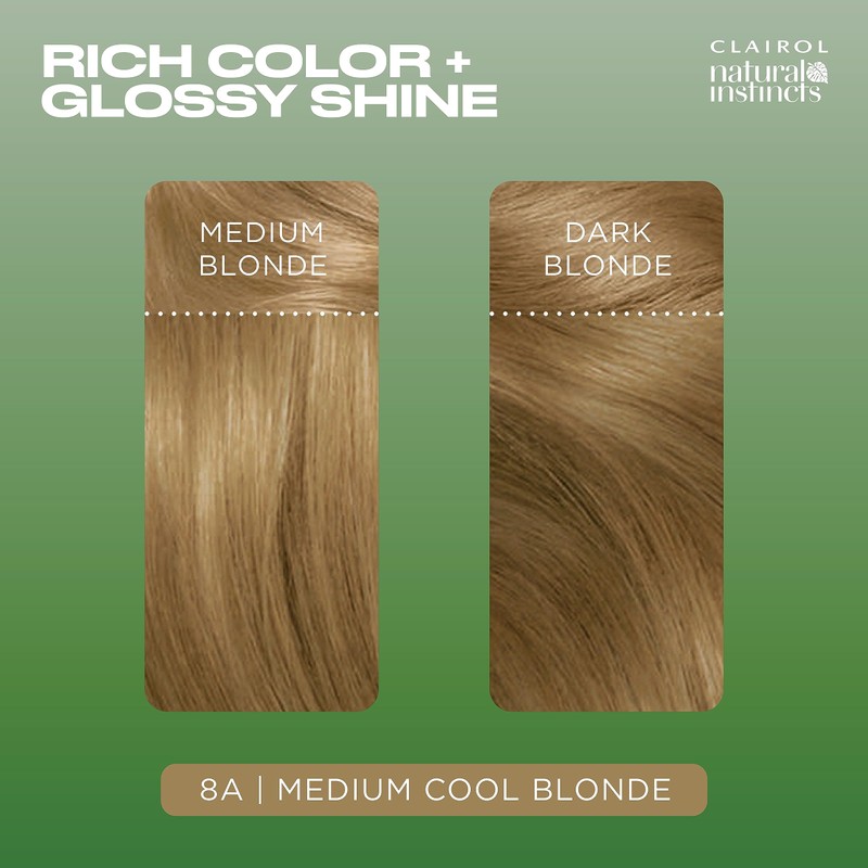 Clairol Natural Instincts Demi-Permanent Hair Dye, 8A Medium Cool Blonde