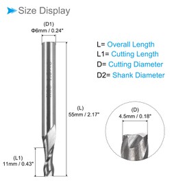 CoCud 2-Flute Spiral End Mill Bits, 4.5mm Diameter 11mm Length, High Speed Steel Straight Milling Cutter with Storage Case- (Applications: for Plywood Hardwood Plastic),