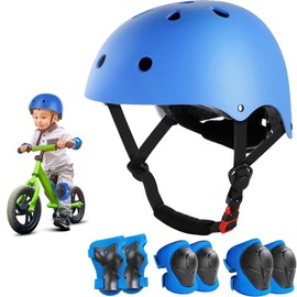 Protecciones para Patinar Niña, Equipo de Protección para Patinar Niños,Tamaño Ajustable, Respirable, para Monopatín, Ciclismo, Patinaje sobre Ruedas, Patinaje,Azul