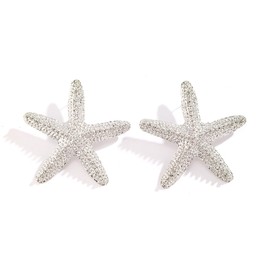 Beach Ocean Wind Party Starfish Earrings，European And American Minimalist And Fashionable Earrings，Geometric Star Holiday Earrings(Silvery)