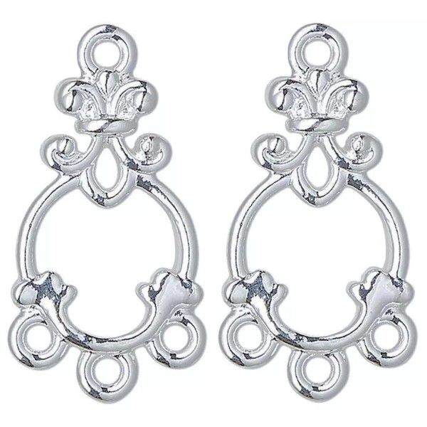 Platinum 10 Silver Plated Pewter 17x11mm Chandelier Connector Earring with