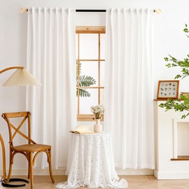 Sheer Curtains 95 Inches Long, Rod Pocket & Back Tab Dual Hanging for Living Room, Bedroom, Patio, Door, Light Filtering Soft Privacy Semi Sheer Curtains, Non-See-Through 2 Panels, 52x95 Inch