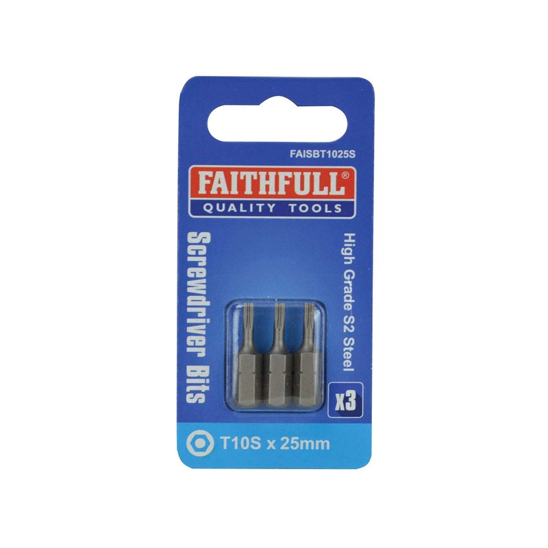 Security S2 Grade Steel Screwdriver Bits T30S x 25mm (Pack
