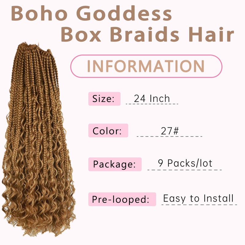 Boho Crochet Braids Human Hair Mixed 24 Inch Goddess Box