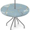 Tangopi Light Blue Stone Round Fitted Tablecloth with Umbrella Hole