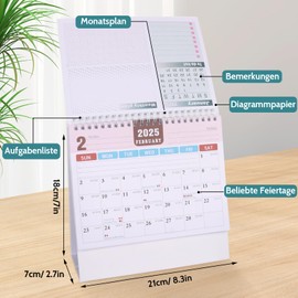 Figarge Desk Calendar 2025-2026 from January 2025 to June 2026 Holidays and Notes Field Secure To-Do List Double Line Binding Standing Calendar for Home School Offices 21 x 18 cm
