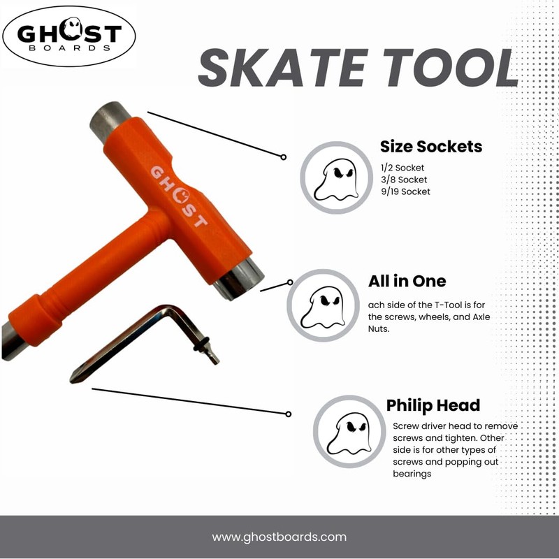 Skate Tool All-in-One, Multi-Function Portable Skateboard T Tools Accessory -