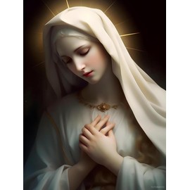 TUTUMAY21 Religious Themes Diamond Painting Kit for Beginner, Virgin Mary Prayer Diamond Painting for Adult, Round Gem Crystal Diamond Art by Numbers, for Modern Home Decor Wall Decor 12x16inch