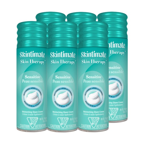 Skintimate Skin Therapy Moisturizing Shave Cream for Women Sensitive Skin with Vitamin E - 10 Ounce (Pack of 6)