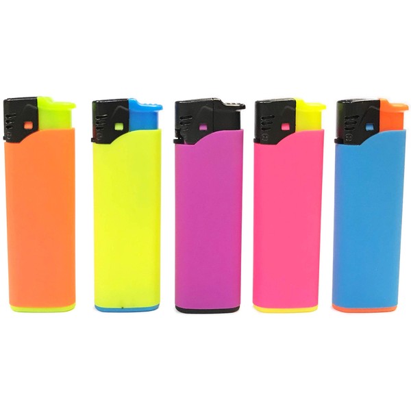 HHB Eclipse Assorted Rubberized Neon Color Refillable Electronic Jet Flame Lighter, 4ct, 1274JNEON-4