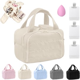 5 Pcs Neceser de Viaje, Bolsa de Aseo Impermeable para Mujer, Bolsa de Maquillaje, Organizador de Cosméticos Grande Capacidad, Ideal para Viajes y Accesorios, Esenciales, Artículos de Cambiador