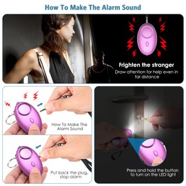 Ankilo Upgraded Safety Keychain Set for Women, Wristlet Strap Keychain with Personal Alarms, Mirror, Bottle Opener, Pom Pom, Whistle, etc. (Purple 18PCS)