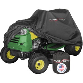 Tough Cover XL Riding Lawn Mower Cover - 90 In L x 56 In W x 59 In H - Black - 600D Marine Grade Waterproof & UV Resistant - Universal Zero Turn & Lawn Tractor Fit - Mower With Bagger Cover