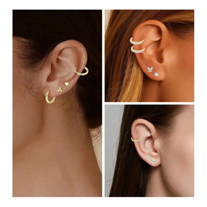 12pare Aretes De Acero quirúrgico Mujer Arracadas Piercing Cartílago AGEDBAFCH