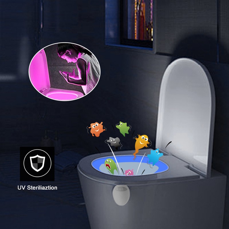 16 Color Bathroom Toilet Night Light UV Light USB Charging